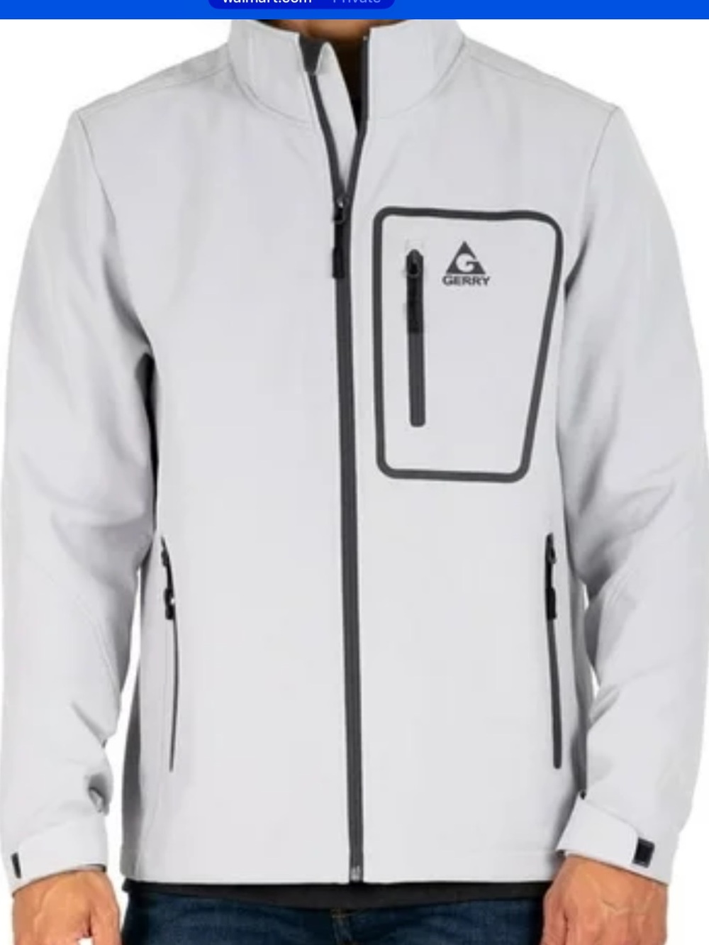 Gerry  Light Gray Performance Softshell Jacket with Black Trim